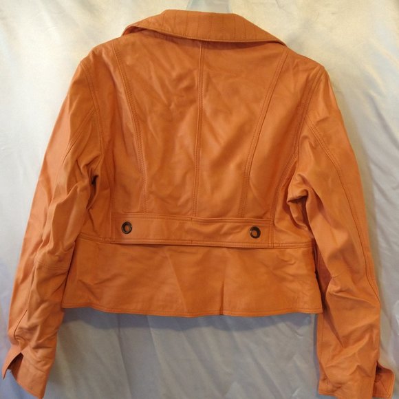 Orange Genuine Leather Jacket - Picture 6 of 6